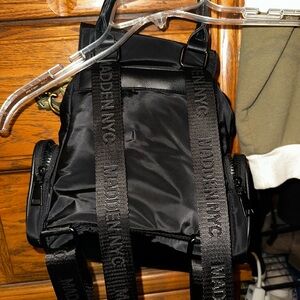 Steve Madden Sleek Black Backpack with Logo Straps